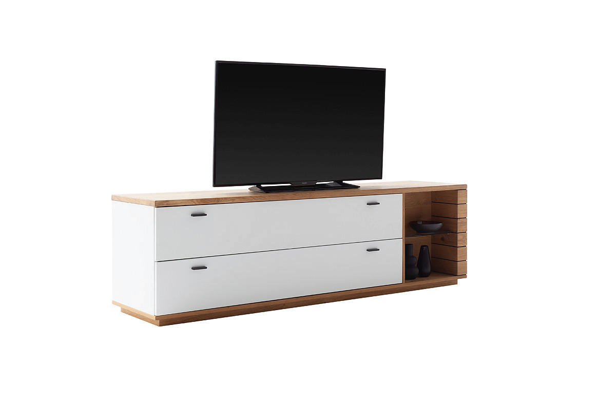 LOWBOARD  in 201/60/50 cm  - Wildeiche/Anthrazit, Design, Glas/Holz (201/60/50cm) - Novel