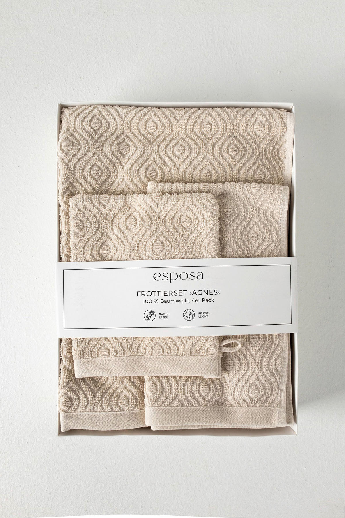 FROTTÉSET Santo taupe 4 delar  - taupe, Klassisk, textil - Esposa