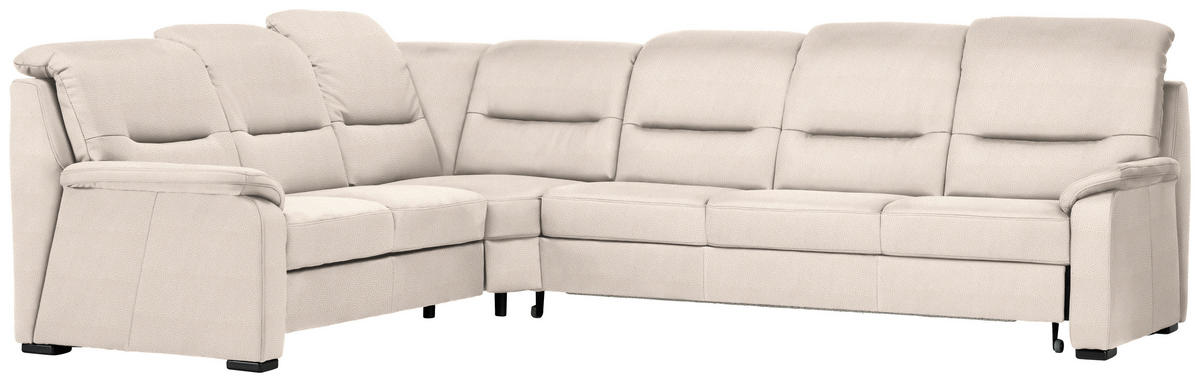 ECKSOFA in Mikrofaser Creme  245/303 cm  - Creme/Schwarz, KONVENTIONELL, Holz/Textil (245/303cm) - Beldomo Comfort