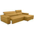 ECKSOFA DUA in Echtleder Senfgelb  293/170 cm  - Chromfarben/Senfgelb, Design, Leder/Metall (293/170cm) - Novel