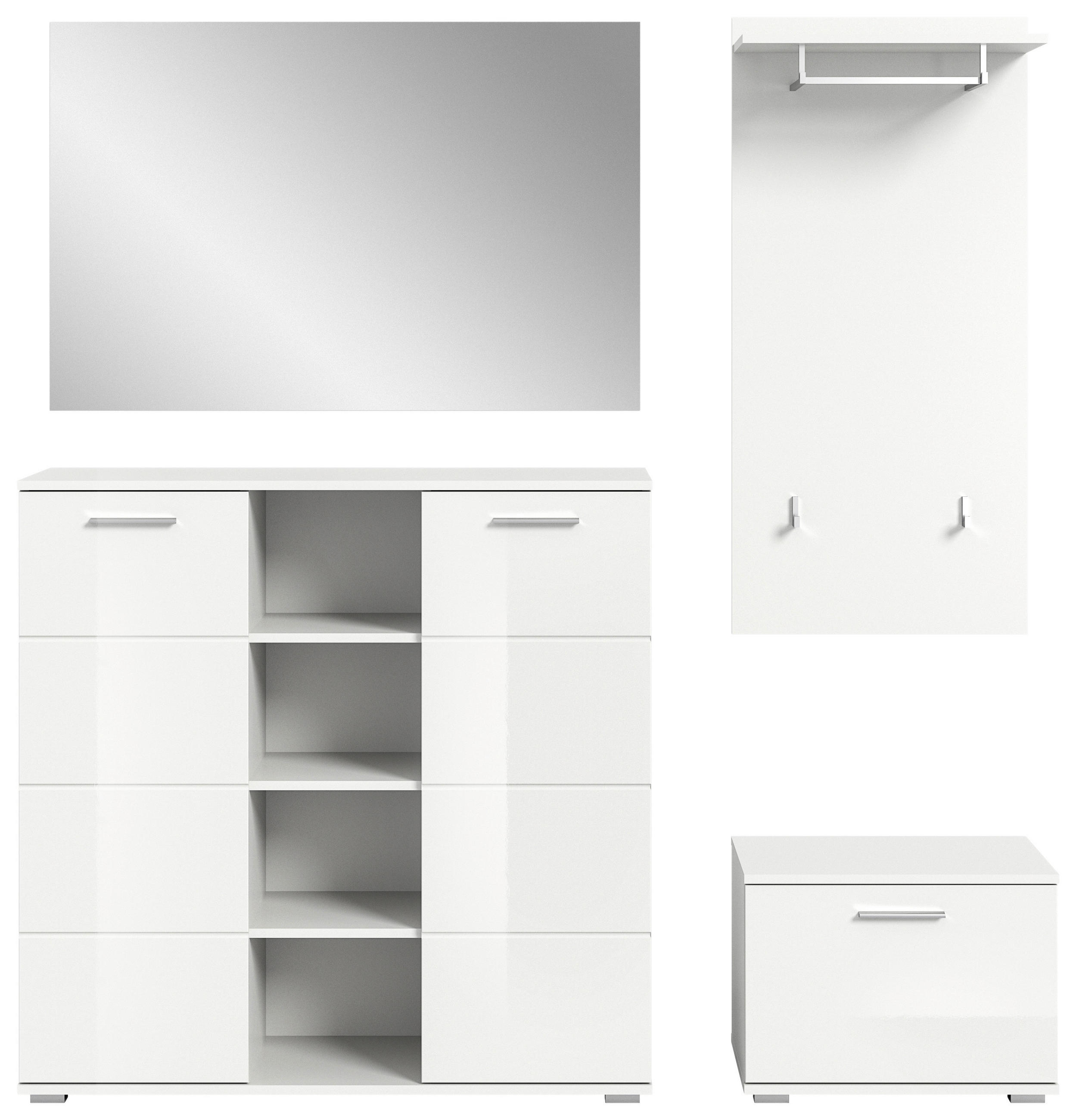 GARDEROBE in 180/191/37 cm - Weiß Hochglanz/Weiß, Design, Glas/Holzwerkstoff (180/191/37cm) - Xora