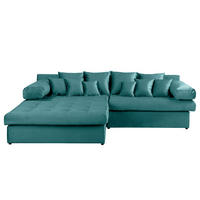 ECKSOFA Naomi in Velours Blau Rückenkissen  243/284 cm  - Blau/Schwarz, Design, Kunststoff/Textil (243/284cm) - P & B