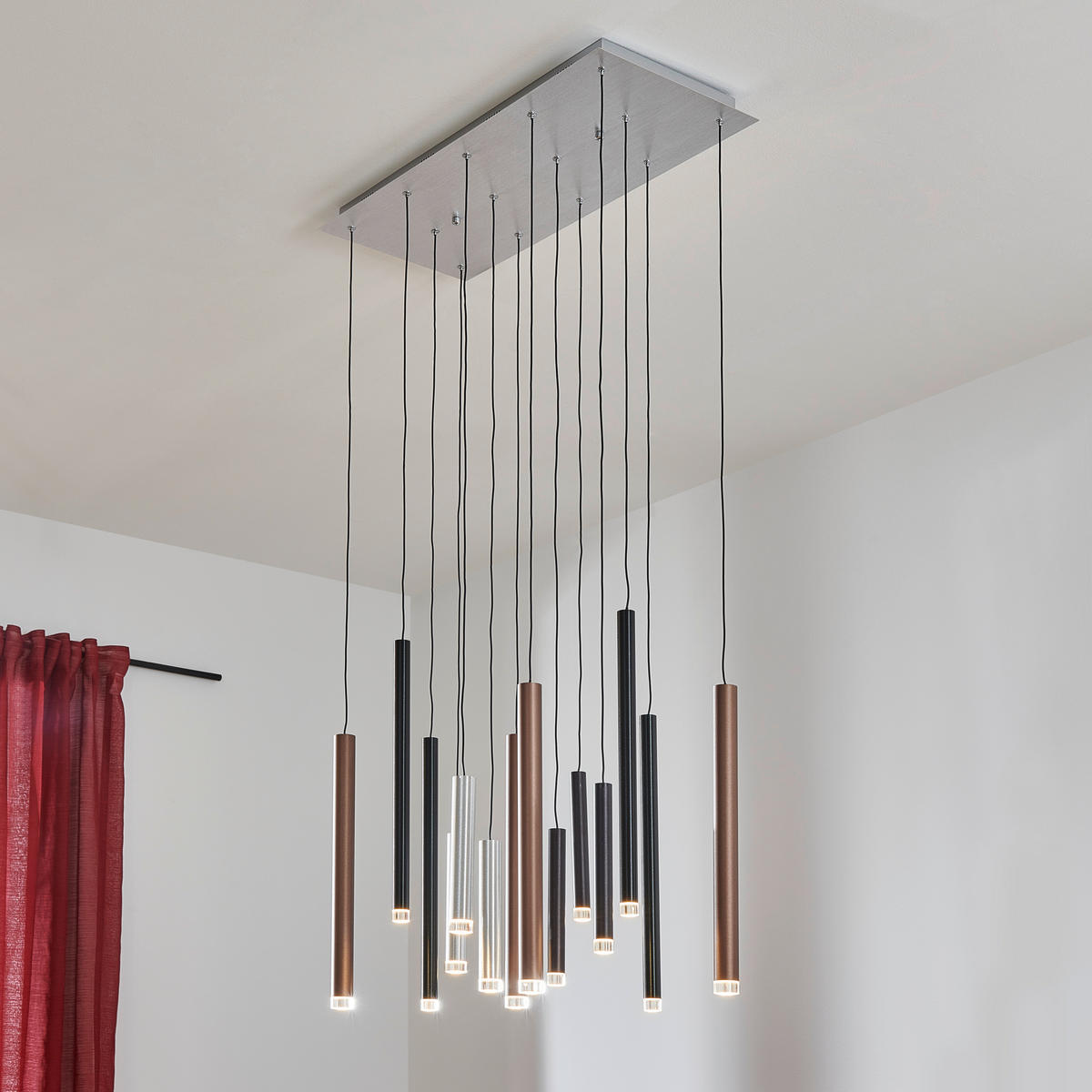 LED-HÄNGELEUCHTE 70/30/180 cm  - Hellbraun/Silberfarben, Design, Kunststoff/Metall (70/30/180cm) - Brilliant