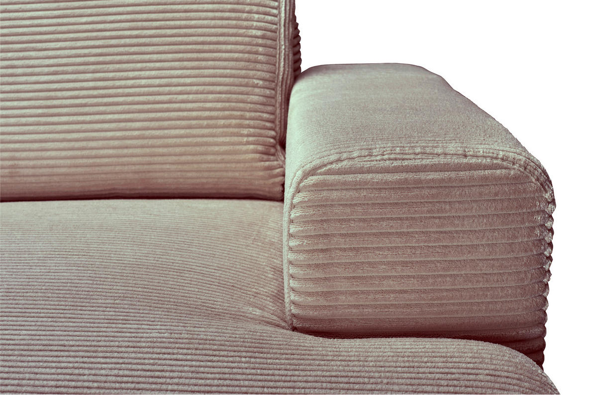 ECKSOFA Taupe Cord  - Taupe/Schwarz, KONVENTIONELL, Textil/Metall (240/150cm) - Carryhome