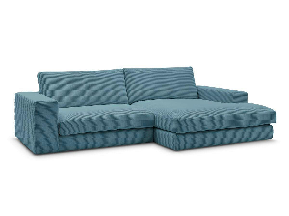 ECKSOFA  LEONARD Hellblau Cord  - Schwarz/Hellblau, MODERN, Kunststoff/Textil (274/159cm)
