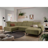 WOHNLANDSCHAFT SANO Olivgrün Cord  - Schwarz/Olivgrün, MODERN, Textil/Metall (200/337/180cm) - Livetastic