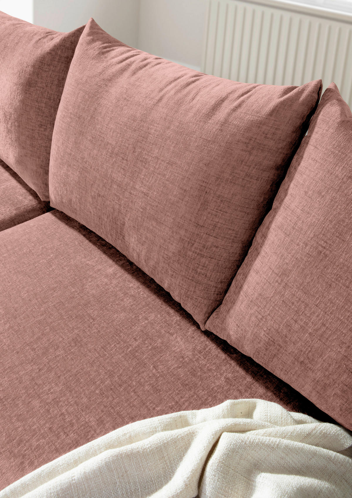HÖRNSOFFA i flatväv gammelrosa  - bokfärgad/gammelrosa, Klassisk, trä/textil (144/230cm) - Livetastic