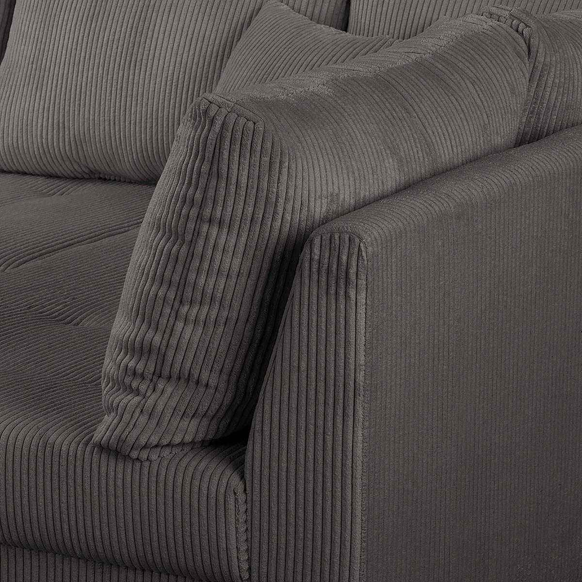 ECKSOFA inkl. Hocker Ariella Dunkelgrau Cord  - Dunkelgrau/Naturfarben, Design, Holz/Textil (231/161cm) - Livetastic