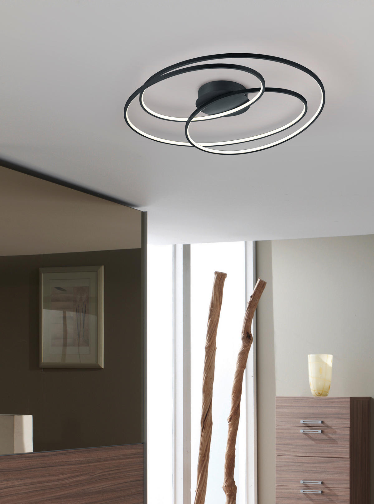 STROPNÍ LED SVÍTIDLO, 80/14 cm  - černá, Design, kov (80/14cm) - Trio Leuchten