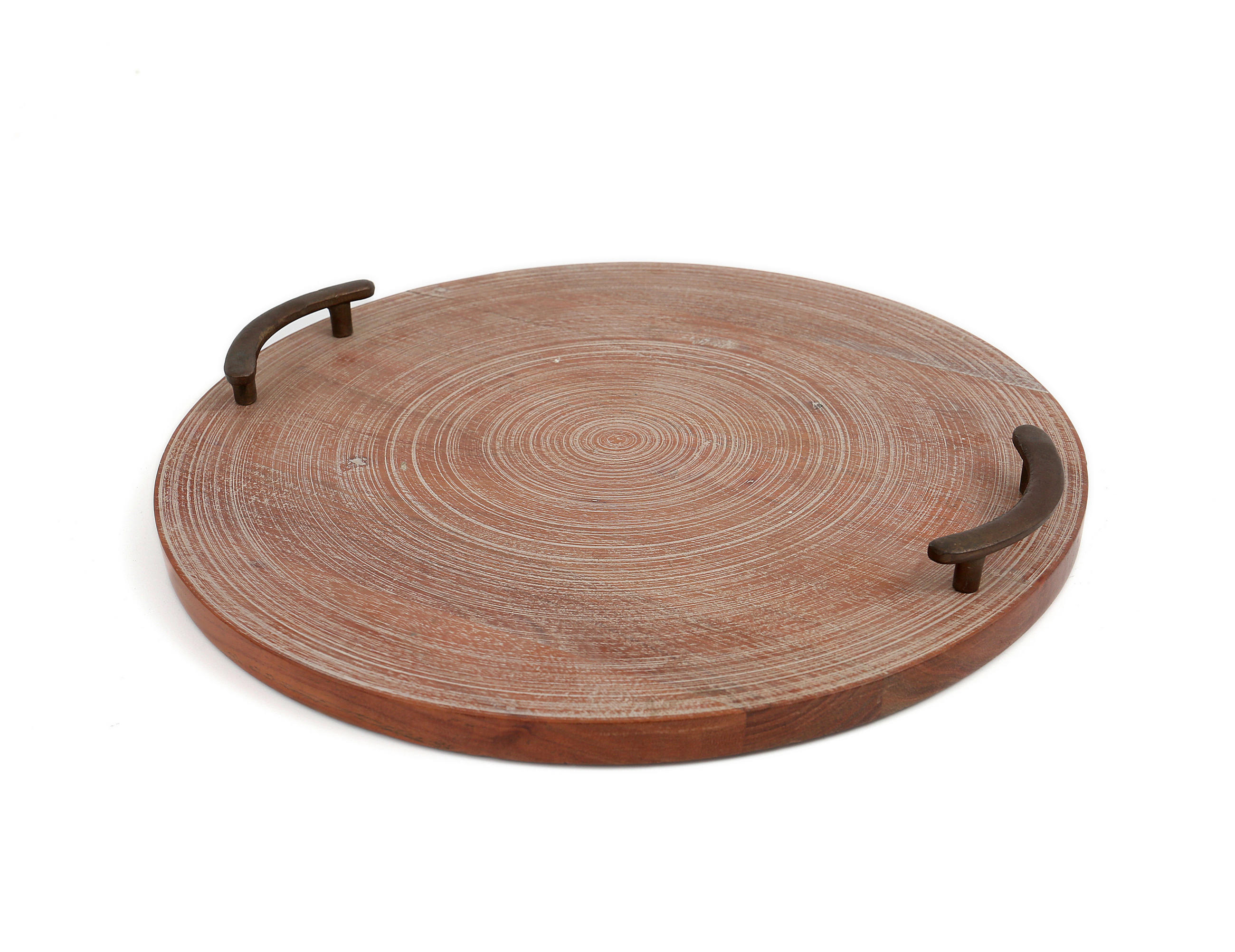 SERVIERTABLETT Holz, Metall Mangoholz  - Multicolor, Natur, Holz/Metall (30cm) - Ambia Home