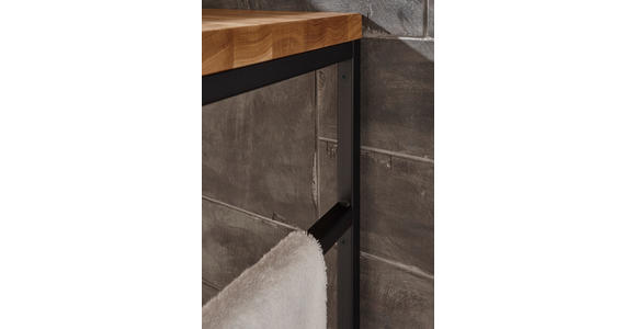 WASCHBECKENUNTERSCHRANK 90/45/47 cm  - Eichefarben/Schwarz, Natur, Holz/Metall (90/45/47cm) - Linea Natura