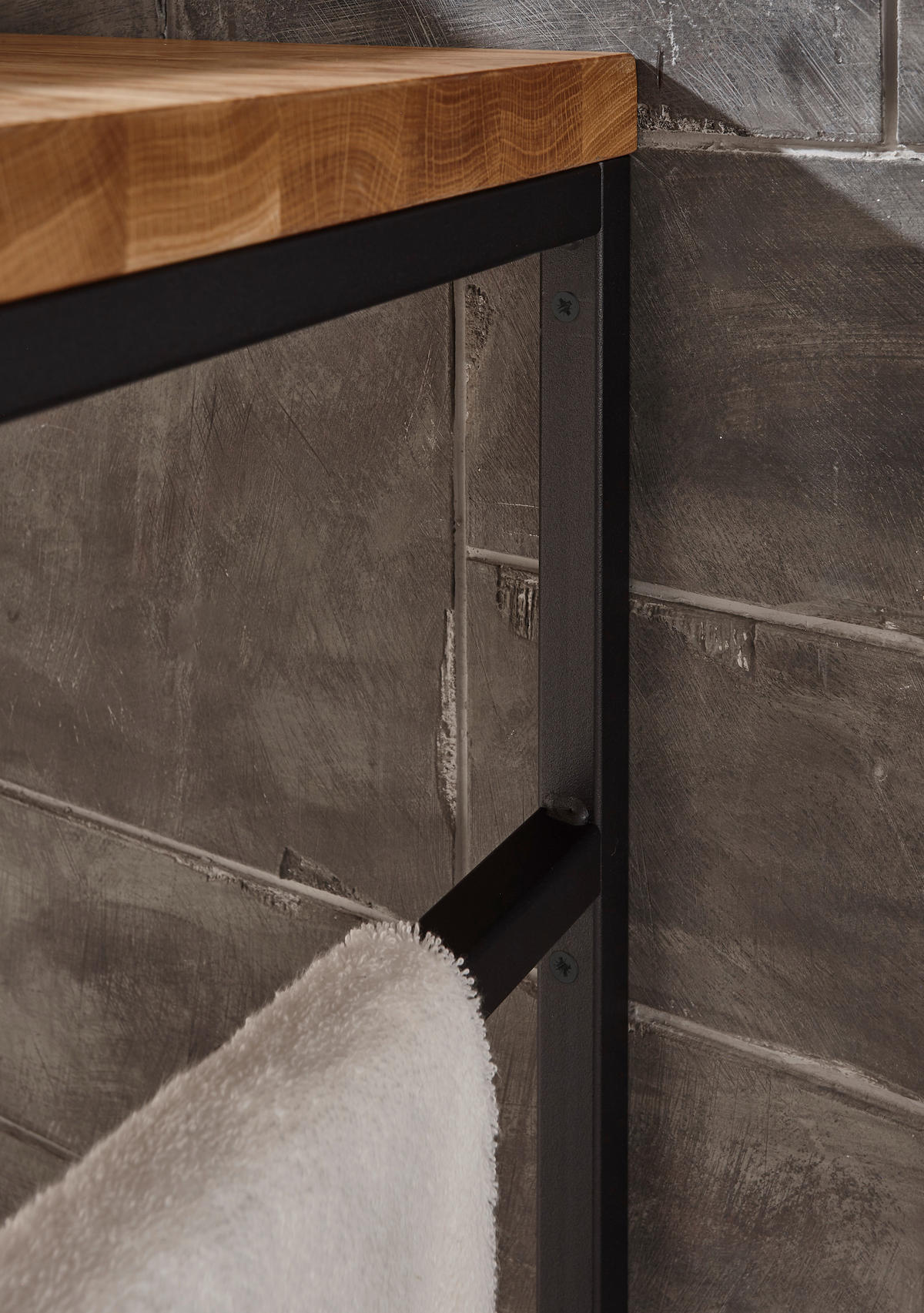 WASCHBECKENUNTERSCHRANK 90/45/47 cm  - Eichefarben/Schwarz, Natur, Holz/Metall (90/45/47cm) - Linea Natura