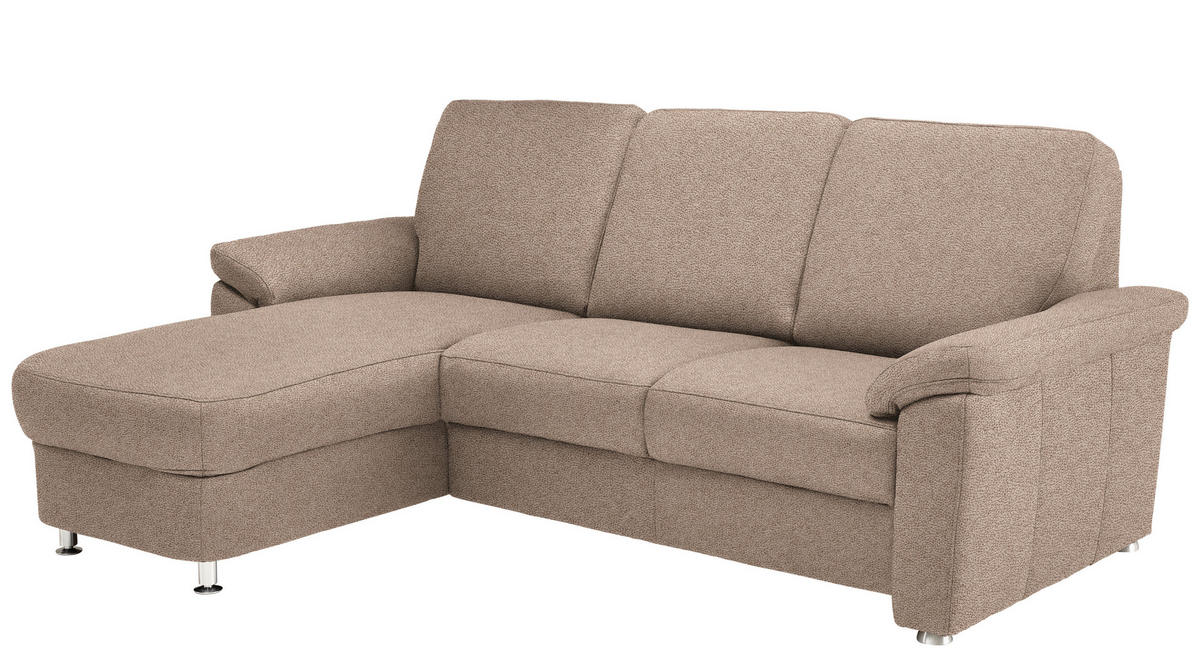 ECKSOFA in Flachgewebe Sandfarben  - Sandfarben/Chromfarben, Konventionell, Textil/Metall (163/220cm) - Beldomo System