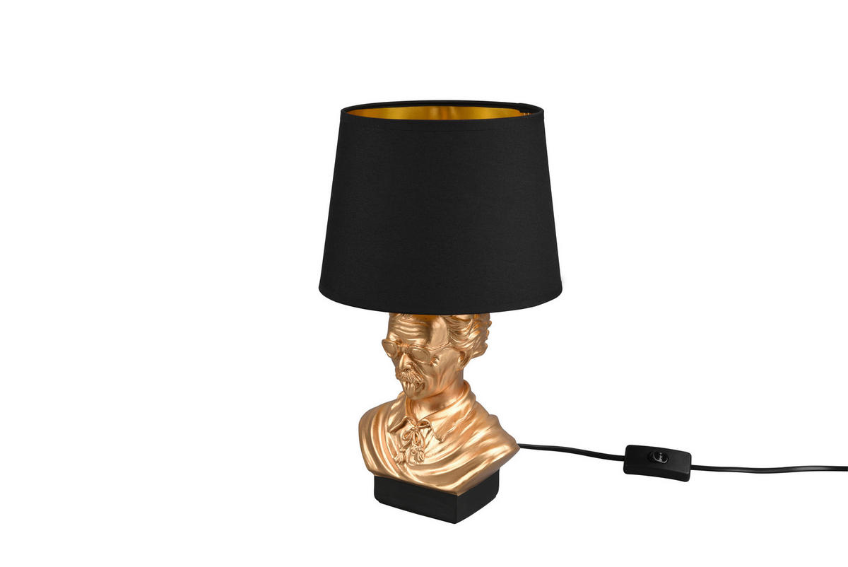 STOLNÍ LAMPA, E14, 21/36 cm  - černá/barvy zlata, Trend, textil/keramika (21/36cm)