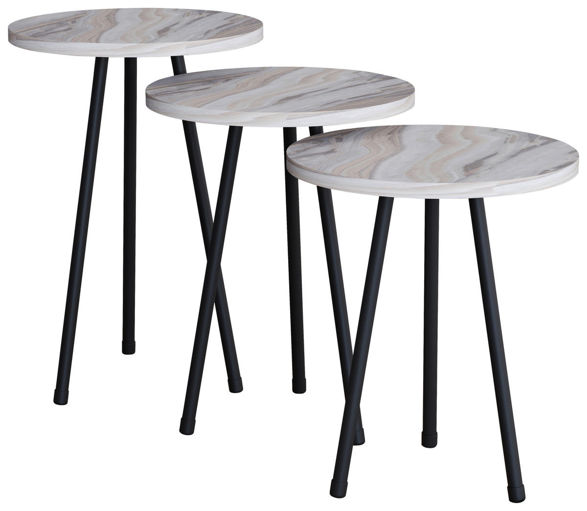 BEISTELLTISCHSET in Holzwerkstoff   - Weiss/Schwarz, Design, Holzwerkstoff (35cm) - MID.YOU