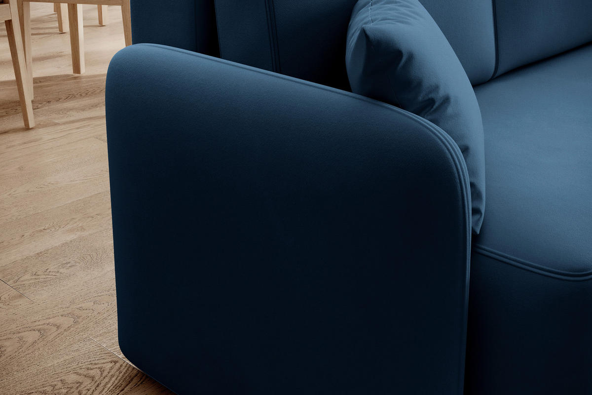 ECKSOFA in Plüsch Blau  206/150 cm  - Blau/Schwarz, Design, Kunststoff/Textil (206/150cm) - MID.YOU
