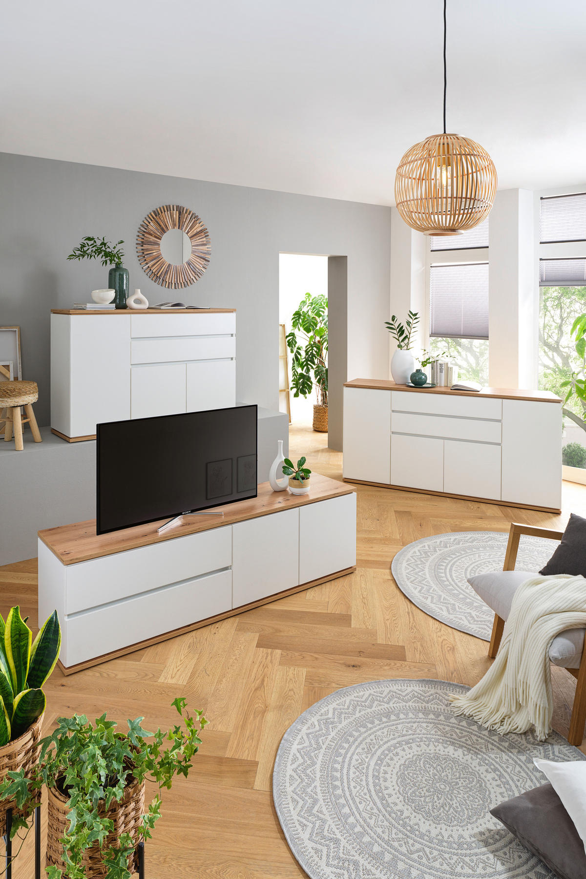 SIDEBOARD  in 139/93/42 cm  - Schwarz/Weiß, MODERN, Holzwerkstoff/Kunststoff (139/93/42cm) - Xora