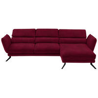 ECKSOFA in Velours Rot  - Rot/Schwarz, Design, Textil/Metall (283/153cm) - Valdera