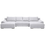 WOHNLANDSCHAFT Hellgrau Cord  - Chromfarben/Hellgrau, KONVENTIONELL, Kunststoff/Textil (180/376/180cm) - Carryhome