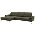 ECKSOFA in Echtleder Grau, Grün  - Schwarz/Grau, Design, Leder/Metall (193/332cm) - Dieter Knoll