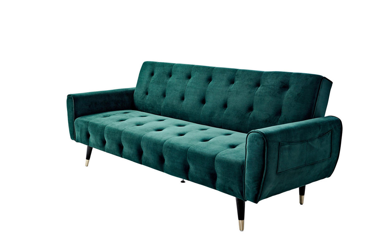 SCHLAFSOFA Samt Grün, Opal  - Goldfarben/Opal, MODERN, Holz/Textil (213/83/83cm) - Livetastic