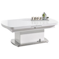 MĂSUȚĂ DE CAFEA metal, sticlă, material pe bază de lemn 135/75/50 cm   - alb/culoare inox, Design, sticlă/metal (135/75/50cm) - Livetastic