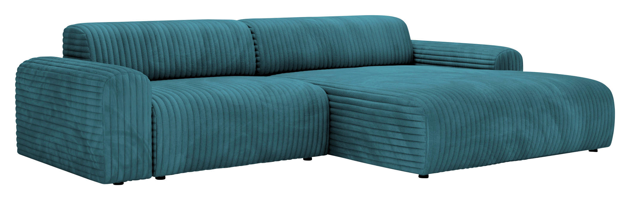 ECKSOFA in Cord Türkis  - Türkis/Schwarz, Design, Kunststoff/Textil (292/178cm) - Livetastic
