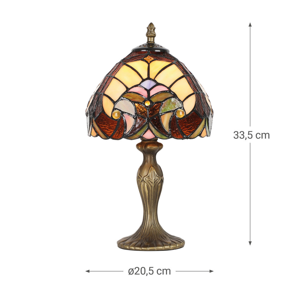 ASZTALI LÁMPA - barna/többszínű, Basics, Üveg/fém (20/36/20cm)