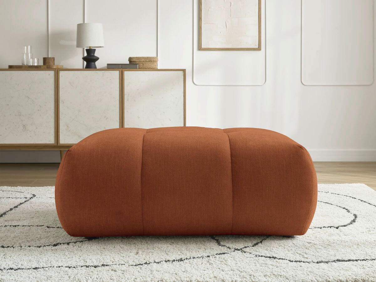 HOCKER FUJI  Leinenoptik Orange  - Schwarz/Orange, MODERN, Kunststoff/Textil (112/44/80cm)