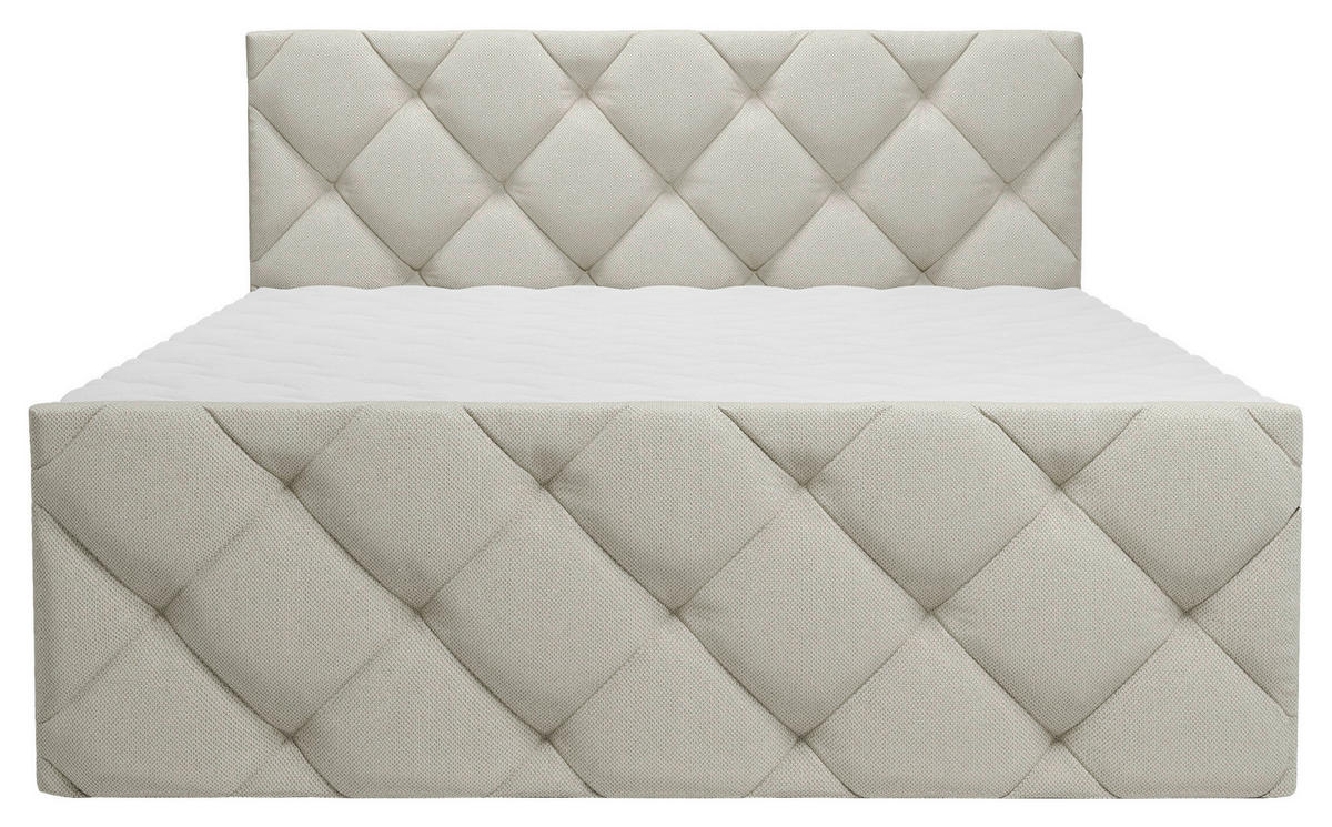 POSTELJA Z VZMETNICO 180 cm   x 200 cm  , tekstil krem barve  - črna/krem barve, Konvencionalno, umetna masa/tekstil (180/200cm) - Carryhome