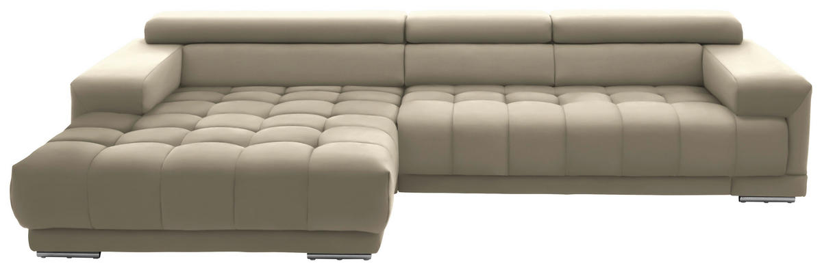 ECKSOFA Mikrofaser Naturfarben  - Silberfarben/Naturfarben, Design, Textil/Metall (190/335cm) - Beldomo Speed