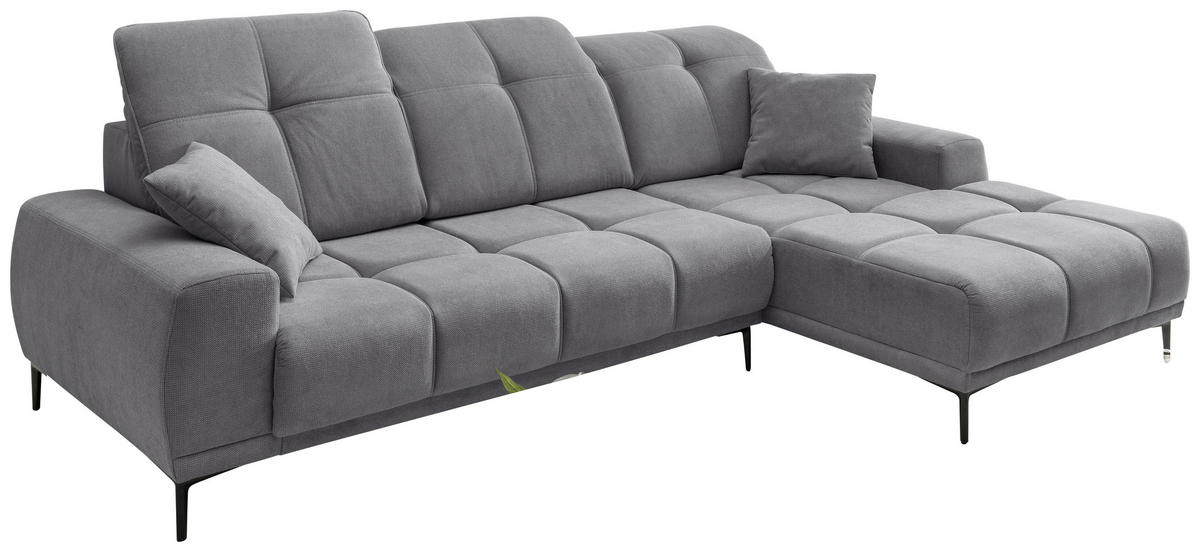 ECKSOFA NESTO in Chenille Dunkelgrau  292/187 cm  - Dunkelgrau/Schwarz, Basics, Textil/Metall (292/187cm) - Livetastic