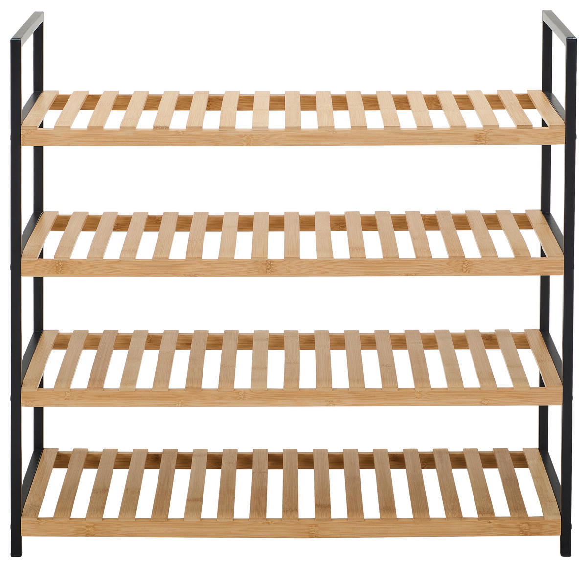 SCHUHREGAL Naturfarben, Schwarz  - Schwarz/Naturfarben, Basics, Naturmaterialien/Metall (70/64,5/30cm) - Carryhome