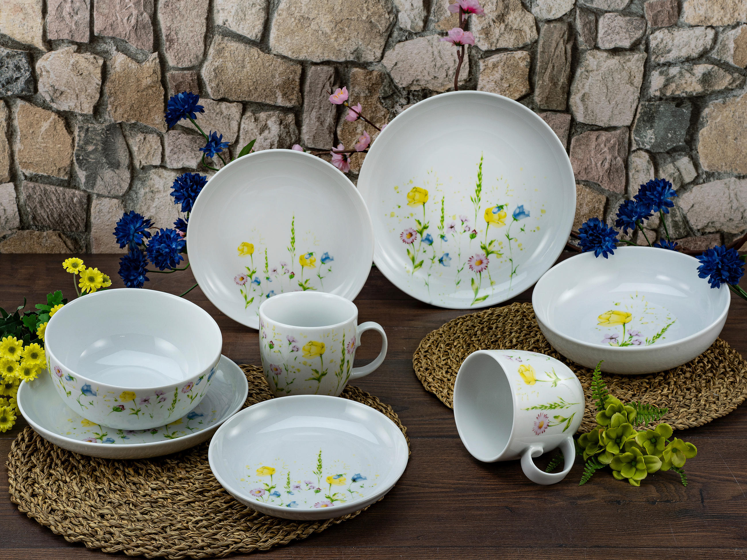 KOMBISERVICE Multicolor 10-teilig ALLROUND WIESENBLUMEN - Multicolor, Basics, Keramik - Creatable