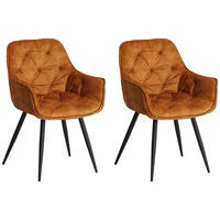 ARMLEHNSTUHL-SET 2 Stück  in Samt  - Cognac/Schwarz, MODERN, Textil/Metall (54/86/53cm) - MID.YOU