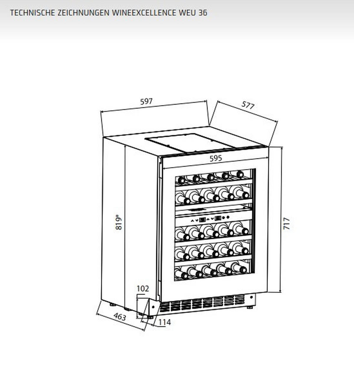 WEINKÜHLSCHRANK WineExcellence WEU 36  - Schwarz, Basics, Glas (59,5/81,9/57,7cm) - CASO Design