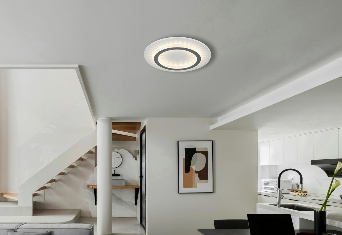 LED-DECKENLEUCHTE 35/5,5 cm   - Klar/Hellgrau, Design, Kunststoff/Metall (35/5,5cm) - Globo