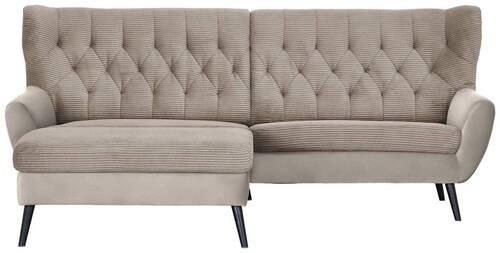 ECKSOFA in Cord Beige  - Beige/Schwarz, Design, Holz/Textil (165/237cm) - Stylife