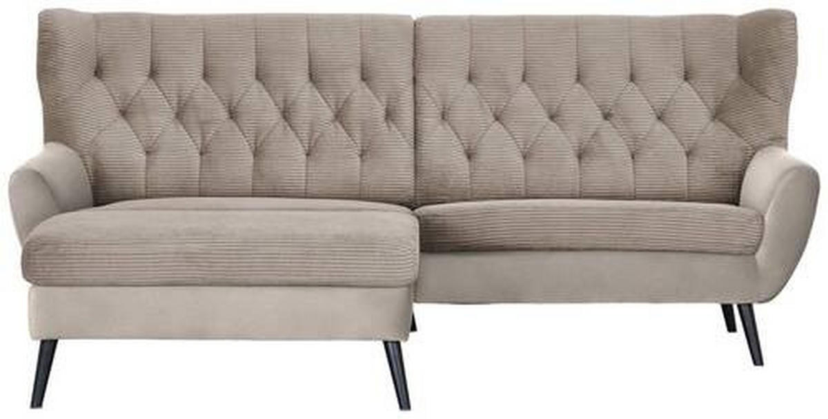 ECKSOFA in Cord Beige  - Beige/Schwarz, Design, Holz/Textil (165/237cm) - Stylife