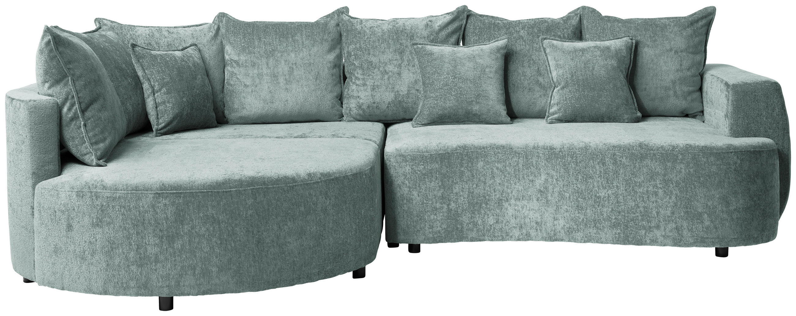 ECKSOFA Mintgrün Chenille  - Schwarz/Mintgrün, Design, Kunststoff/Textil (194/307cm) - Carryhome