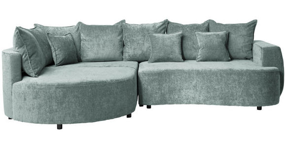 ECKSOFA Mintgrün Chenille Zierkissen, Rückenkissen, Bettkasten, Schlaffunktion, Rücken echt  - Schwarz/Mintgrün, Design, Kunststoff/Textil (194/307cm) - Carryhome