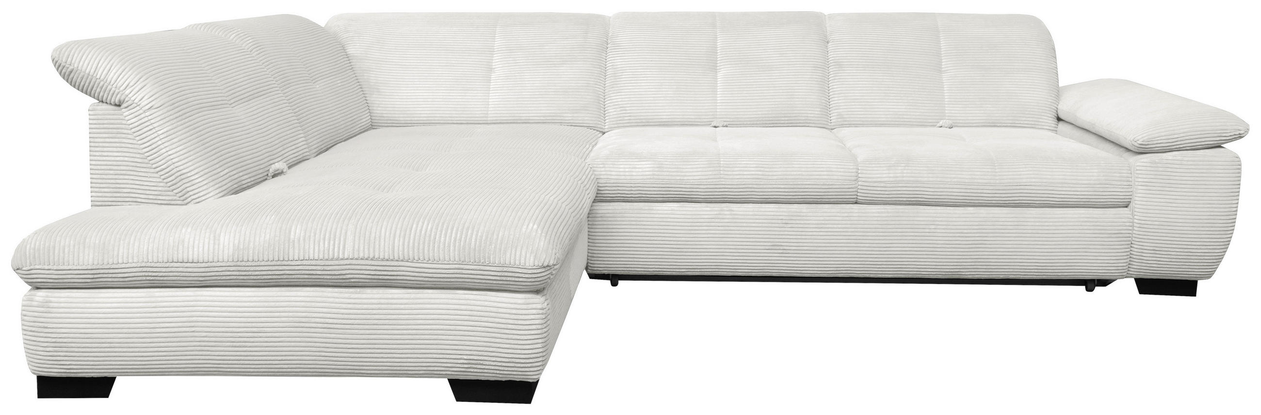 ECKSOFA in Cord Ecru  - Ecru/Schwarz, Design, Textil/Metall (242/313cm) - Xora
