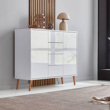 KOMMODE Mailand Typ 11 + HF  in 105,5/86/33 cm  - Weiß Hochglanz/Weiß, MODERN, Holz/Holzwerkstoff (105,5/86/33cm) - MID.YOU