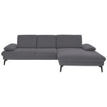 ECKSOFA Dieter Knoll in Chenille, Mikrofaser Grau  299/157 cm  - Schwarz/Grau, Design, Textil/Metall (299/157cm) - Dieter Knoll
