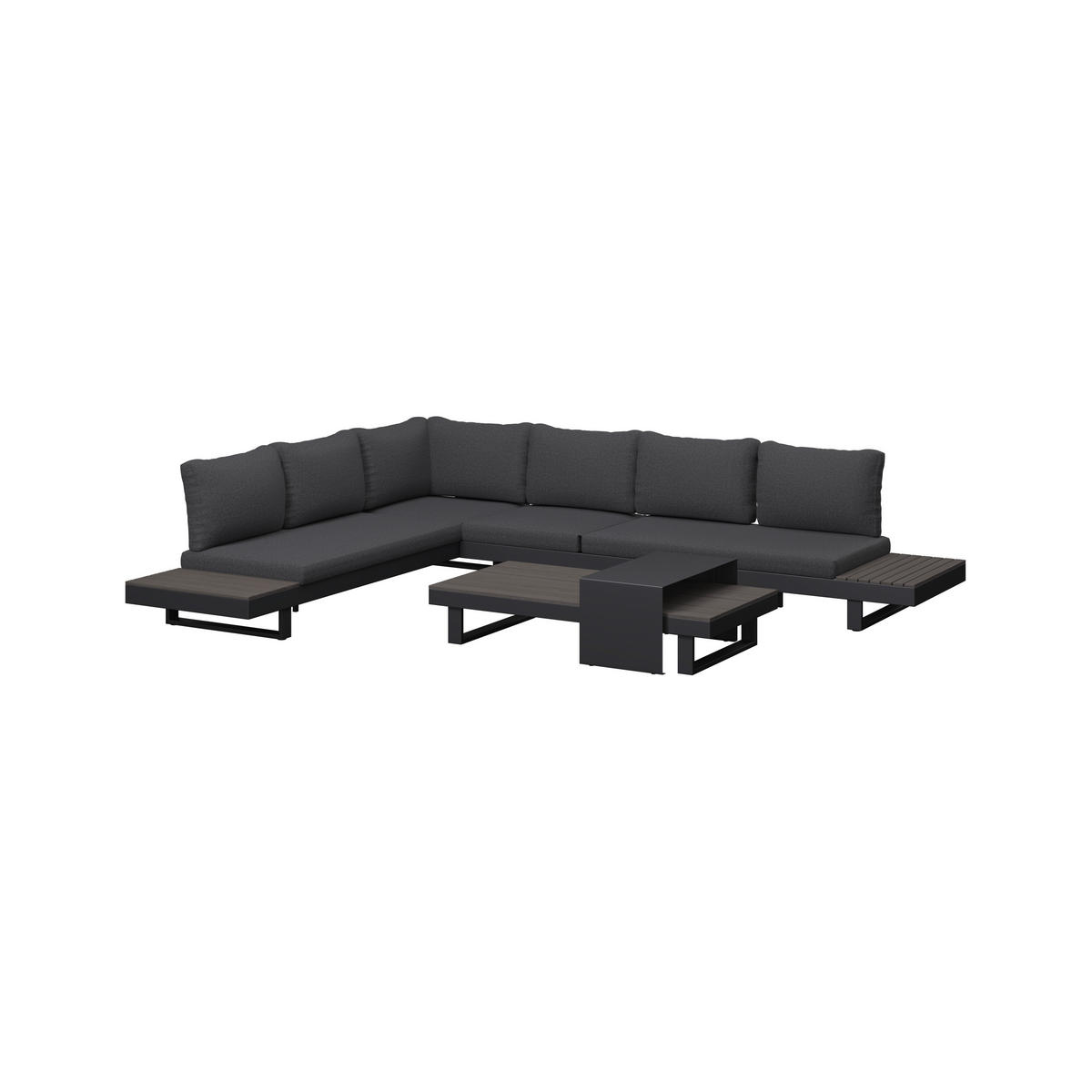 LOUNGEGARNITUR 4-teilig  245/329 cm  Aluminium  - Dunkelgrau/Anthrazit, MODERN, Kunststoff/Textil (245/329cm) - Ambia Garden