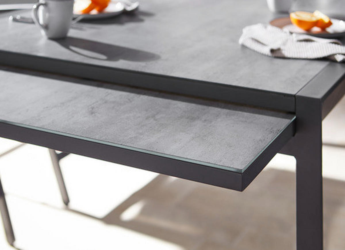 GARTENTISCH 180-280/100/75 cm Metall, Glas rechteckig  - Dunkelgrau/Anthrazit, Design, Glas/Metall (180-280/100/75cm) - Ambia Garden