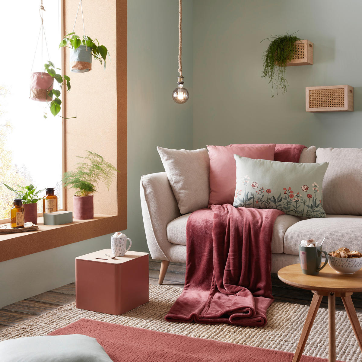 2-SITS SOFFA i textil beige  - beige/naturfärgad, Romantik / Lanthus, textil (190/70/47/97cm) - MID.YOU