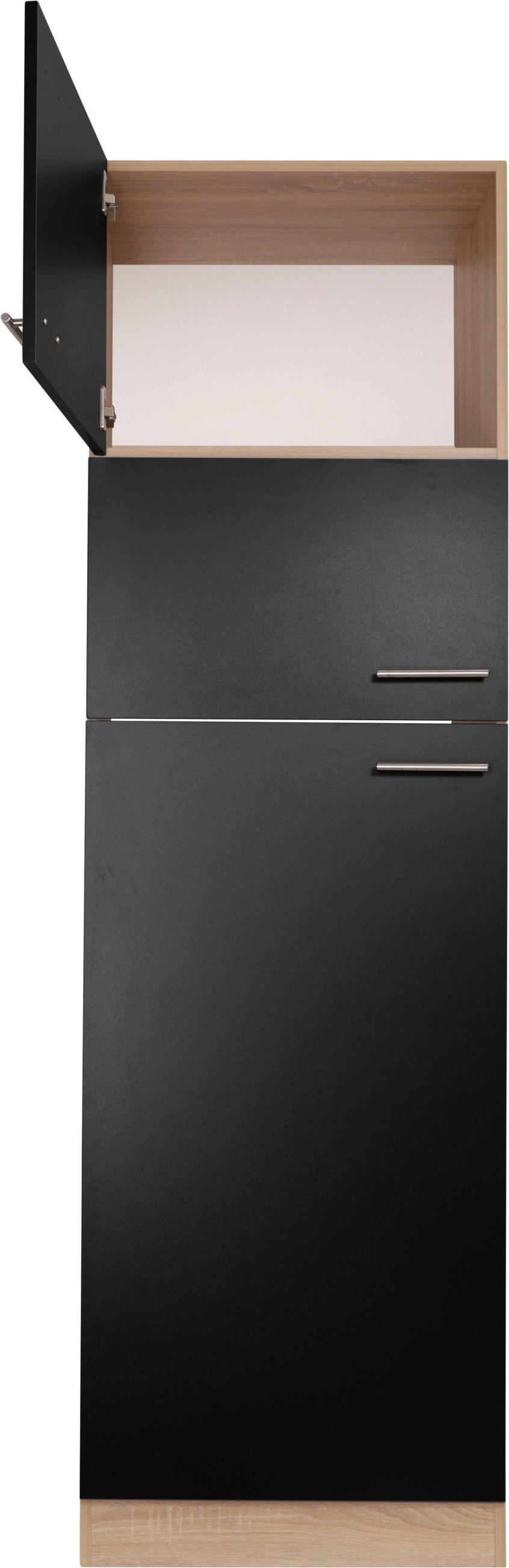 GERÄTEUMBAUSCHRANK 60/200/60 cm  in Schwarz, Eichefarben  - Eichefarben/Silberfarben, Basics, Holzwerkstoff/Metall (60/200/60cm) - Respekta