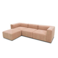 ECKSOFA Rosa, Roségold Cord, Mikrofaser  - Roségold/Schwarz, Design, Kunststoff/Textil (301/69/193cm) - MID.YOU