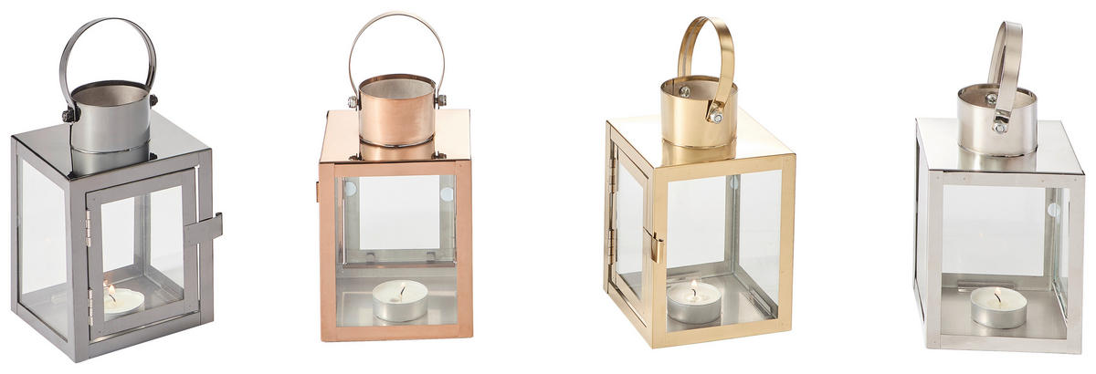 LATERNE - Goldfarben, LIFESTYLE, Glas/Metall (10/15/10cm) - Ambia Home